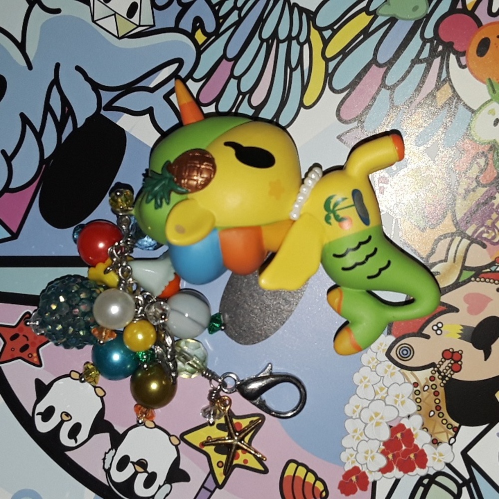 Tokidoki Mermicorno bag charm bling keychain fob custom Tropica